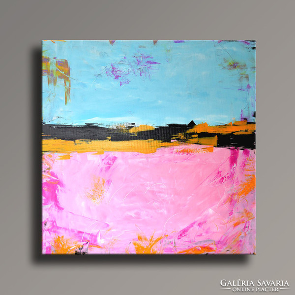 Red edit: pink passion 1 modern abstract 80x80cm