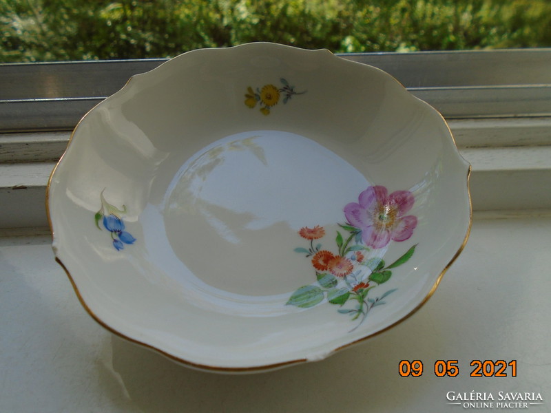 Meissen hand-painted flower pattern bowl with sword mark and hand-numbered