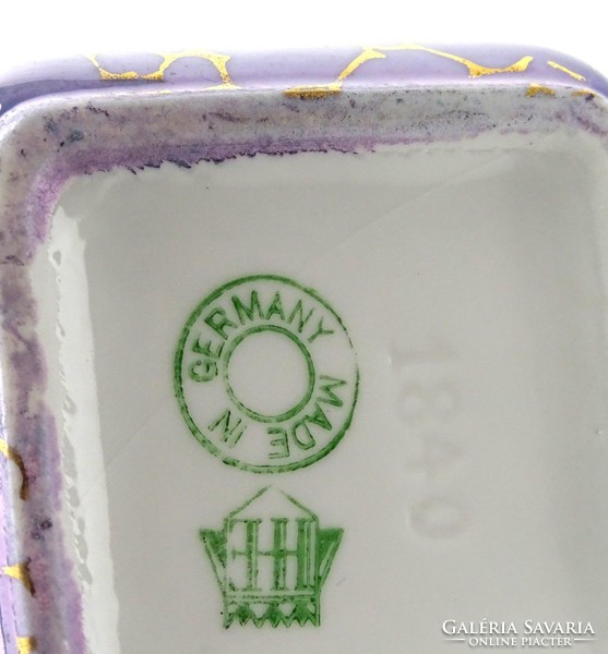 1E238 Régi jelzett irizáló porcelán bonbonier