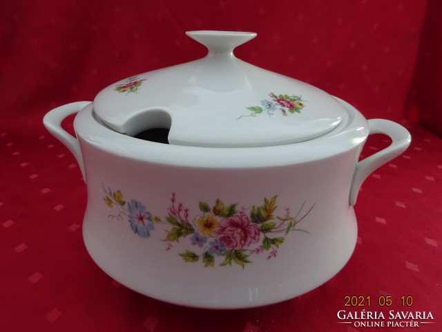 Lowland porcelain, soup bowl with spring floral pattern, top diameter 20 cm. He has! Jókai.