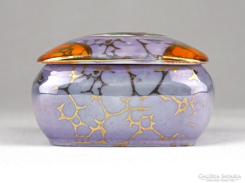 1E238 Régi jelzett irizáló porcelán bonbonier