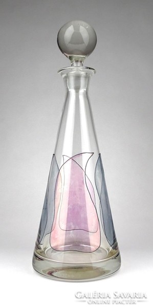 1E208 Régi üvegfestett nagyméretű dugós üveg 32.5 cm