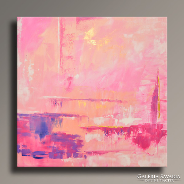 Vörös Edit: Pink Passion N5 Modern Abstract 80x80cm