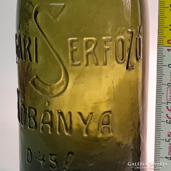 "Polgári Serfőző Kőbánya 0.45l" olajzöld sörösüveg (1708)