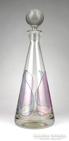 1E208 Régi üvegfestett nagyméretű dugós üveg 32.5 cm