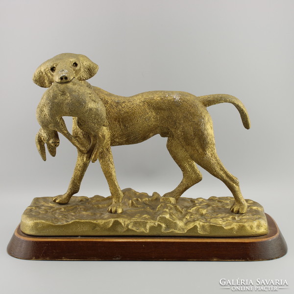 Old bronze hunting dog statue