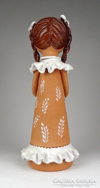 1E192 Jelzett copfos lány kerámia figura 27.5 cm