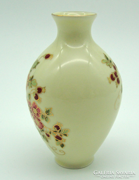 B623 Zsolnay virágmintás váza 14 cm - hibátlan szép állapotban
