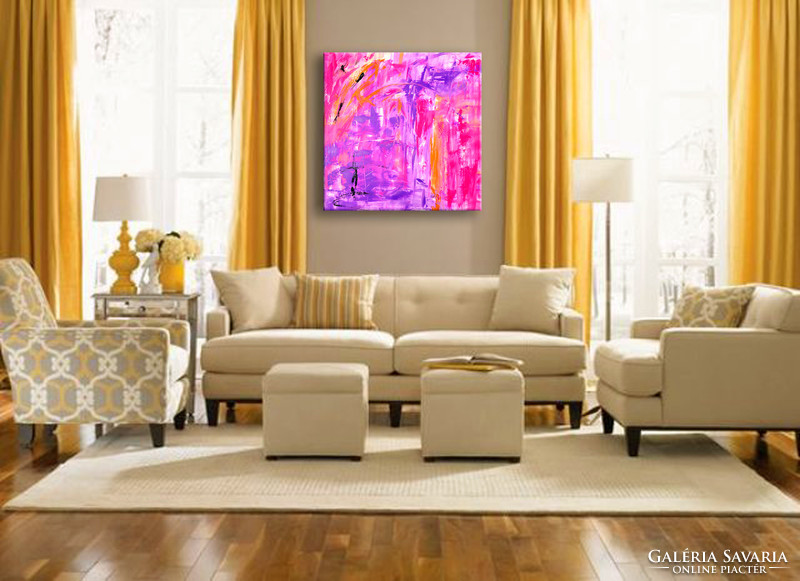 Red edit: pink passion 4 modern abstract 80x80cm