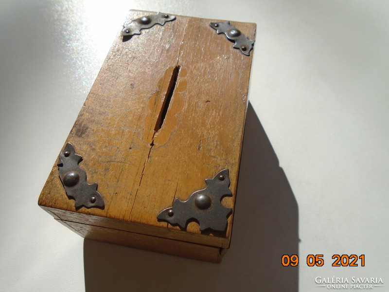 Antique ironed wooden box, bushing