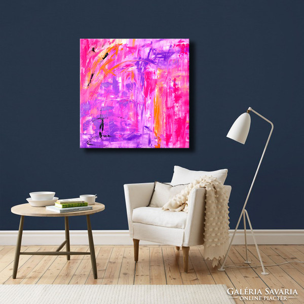 Red edit: pink passion 4 modern abstract 80x80cm