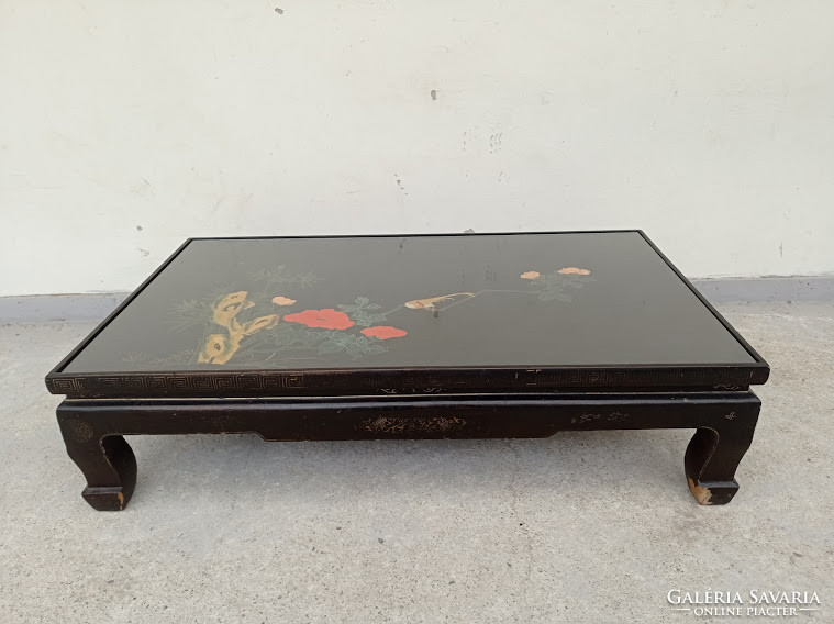 Antique Chinese Furniture Floral Motif Painted Black Lacquer Cabinet for Low Table 4190