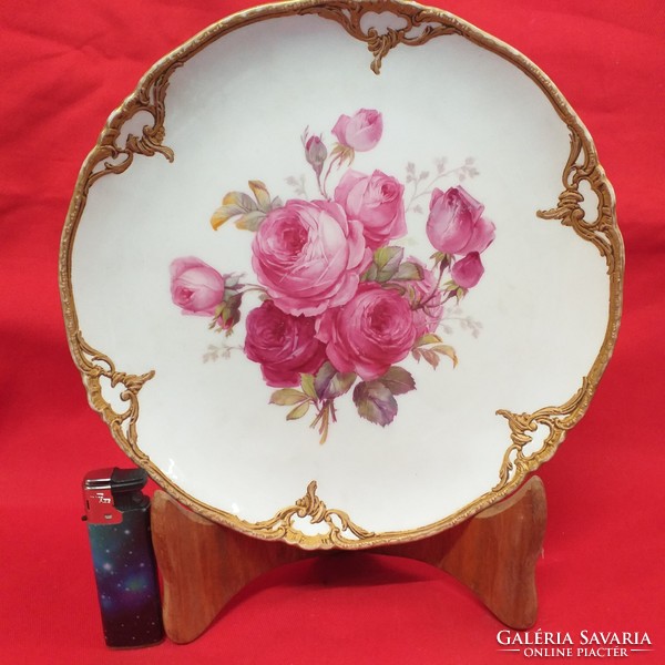 German, germany kpm berlin 1870-1945, thick porcelain plate with rose gold decoration. 22 Cm