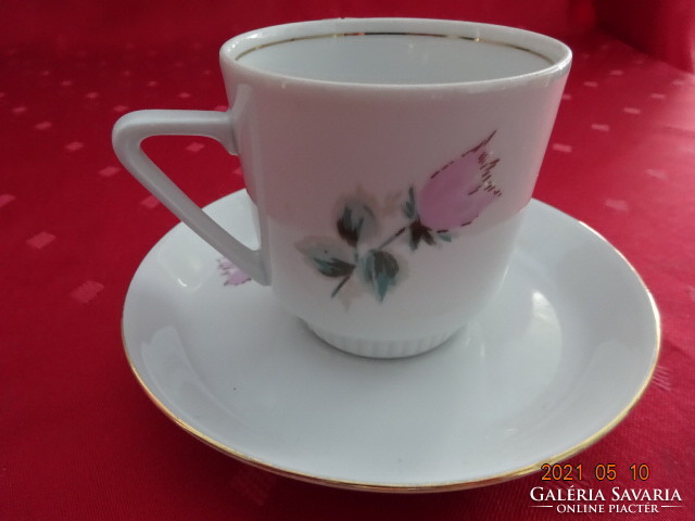 Kahla német porcelán kávéscsésze + alátét, rózsaszín virágmintával. Vanneki!