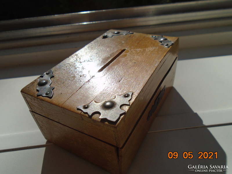 Antique ironed wooden box, bushing
