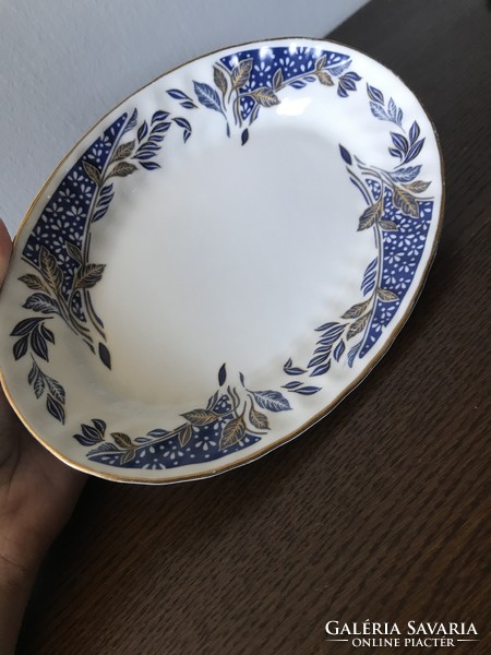 Apulum ovális kínáló tál kék - arany mintával porcelán