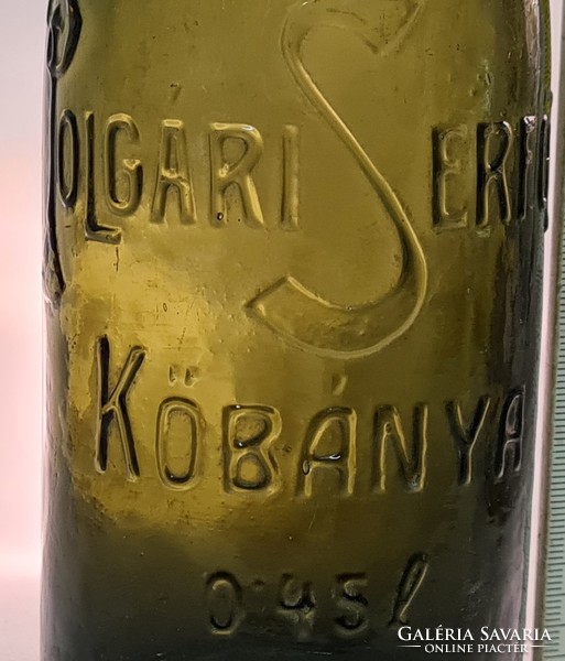 "Polgári Serfőző Kőbánya 0.45l" olajzöld sörösüveg (1708)
