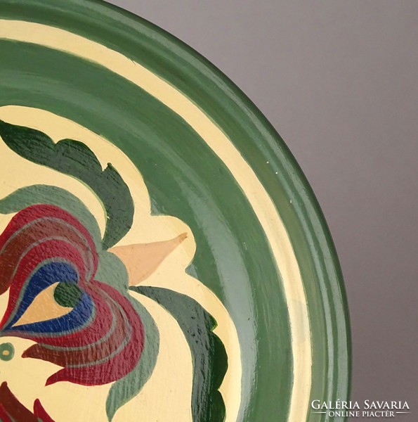 1E284 Kézzel festett kerámia asztalközép kínáló tál dísztál 18.5 cm