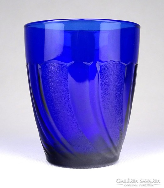 1E202 Hibátlan jelzett francia kék üvegpohár készlet 4 darab