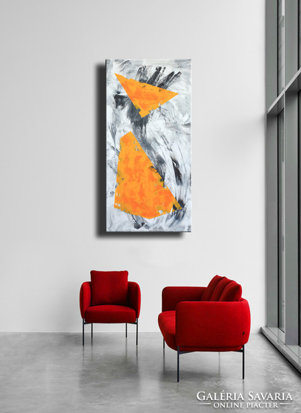 Red edit: orange gray abstract 120x60cm