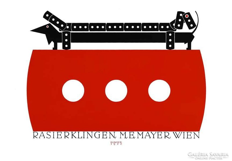 Minimalista borotva penge plakát reprint nyomat Klinger 1922 dakszli tacskó kutya terrier humor vicc