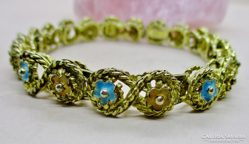 Beautiful antique gilded silver bracelet with turquoise enamel