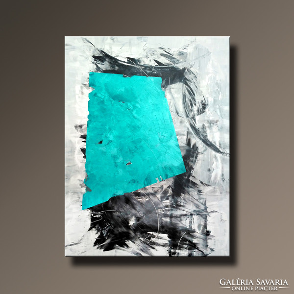 Red edit: blue black gray white abstract 120x90cm