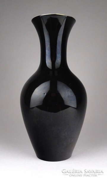 1E370 Régi nagyméretű fekete Unterweissbach porcelán váza 26 cm