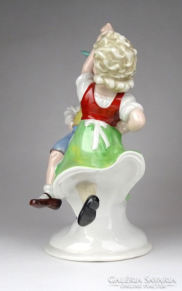 1E358 Antik nagyméretű porcelán táncoló figura pár 22 cm