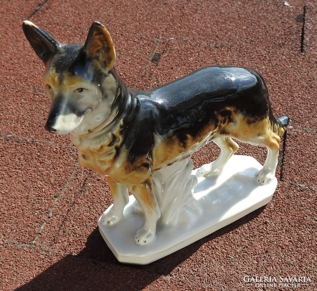 Old numbered porcelain wolf dog figure