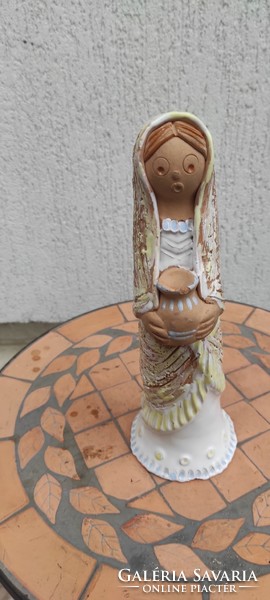 Keràmia figuràlis leàny korsóval színes Szignàlt Antalfiné Szente Katalin