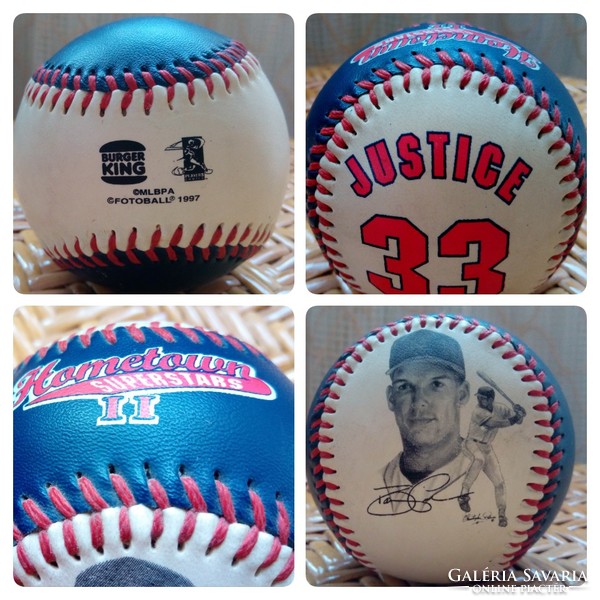 Vintage baseball labda 1997-ből ( Cleveland Indians és játékosa Justice #33)