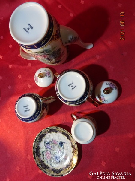 Japán porcelán, hatszemélyes kávéskészlet + váza + bonbonier. Vanneki!