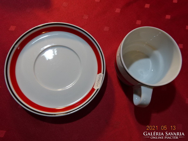 Portugál porcelán, piros csíkos IKEA teáscsésze + alátét. Vanneki!