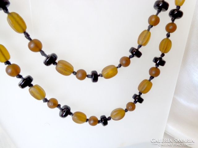 Double row old glass necklace 120 cm
