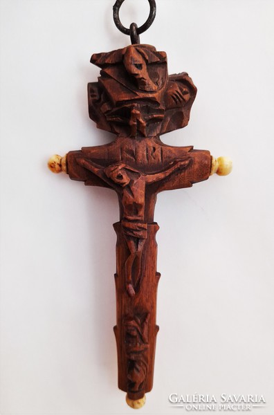 Antique carved Holy Trinity crucifix cross 19th c.