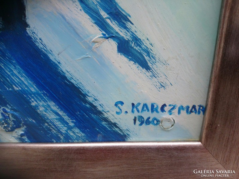 Simon natan karczmar 55x70 cm oil on wood fiber