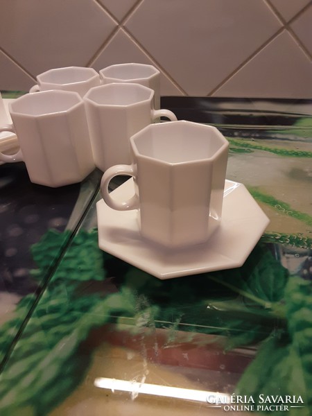 Retro - arpocal french white coffee set with spout - 8 square elegant