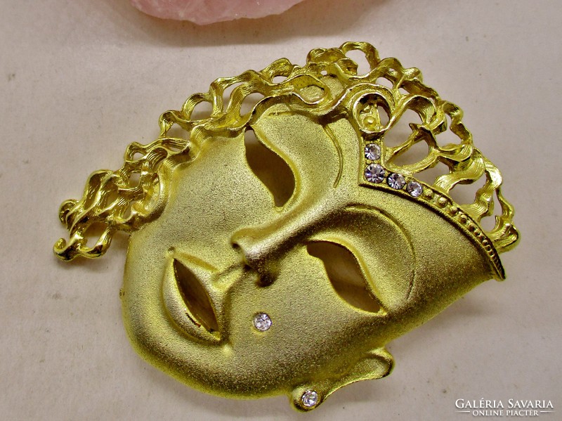 Beautiful antique art deco carnival mask brooch