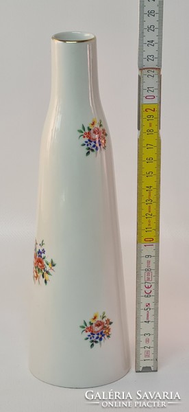 Hollóházi small cylindrical porcelain vase with flower pattern (1721)