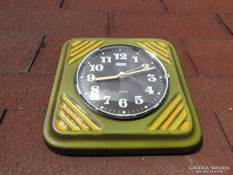 PALAS - nyugatnémet - zöld kerámia falióra -  vintage fali óra