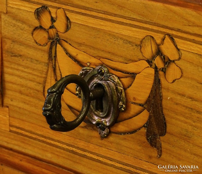1E064 antique bow inlaid braid shuttered desk