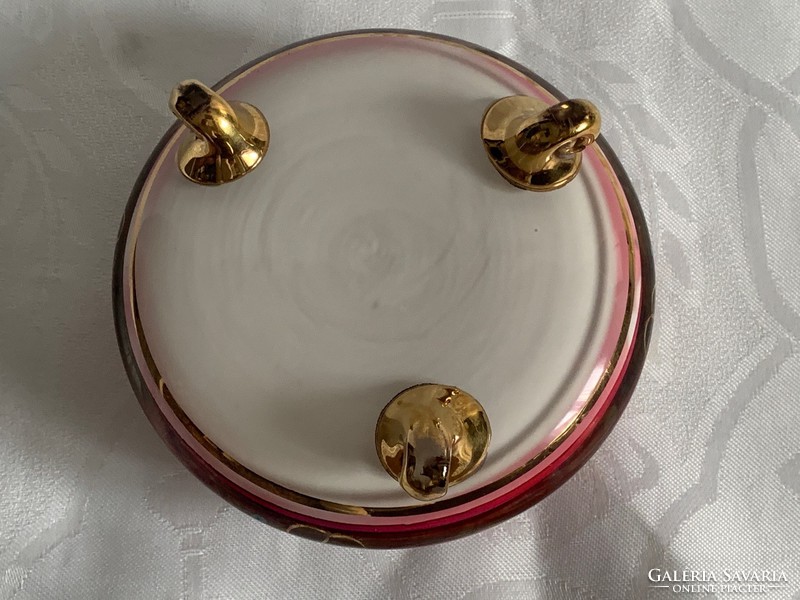 Antique multi-layer gilded tripod ashtray, ashtray, ashtray, damaged