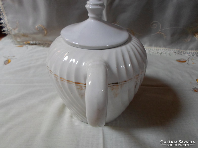 Antique porcelain teapot, tea spout (white-gold spout, tea)
