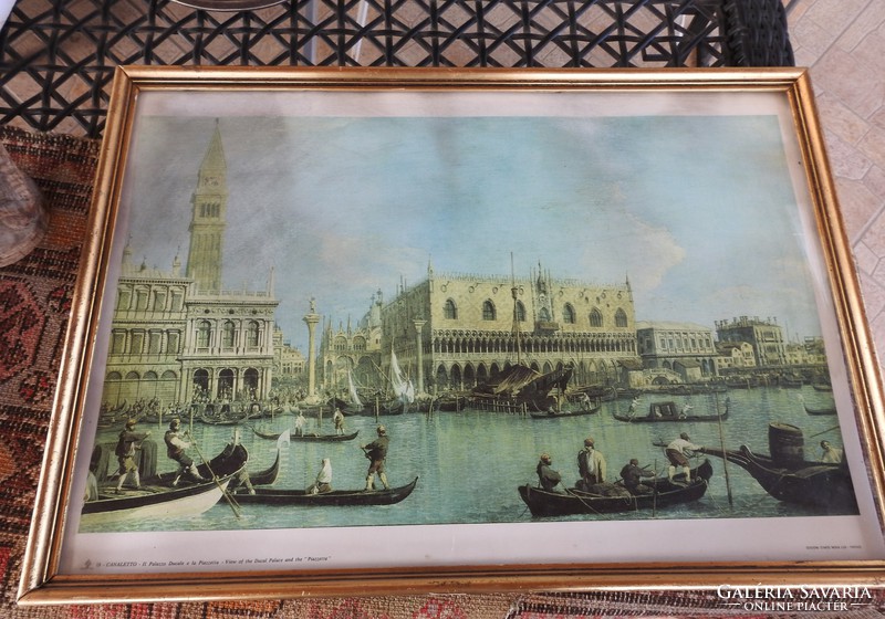 Velence - régi nyomat - Canaletto _ II.Palazzo Ducale  e la Piazzetta ( Edizioni D'Arte Nova Lux