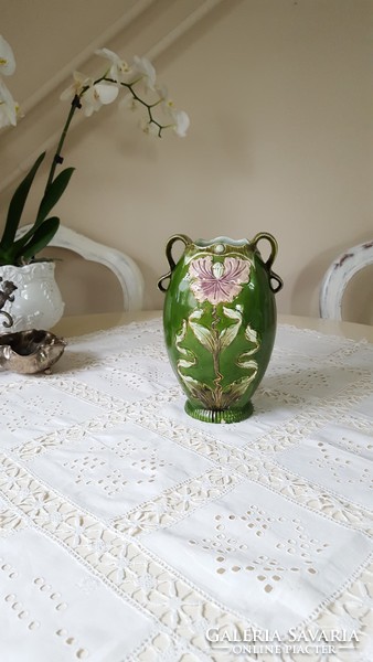 Antik,szecessziós,aranyozott,virágmintás váza