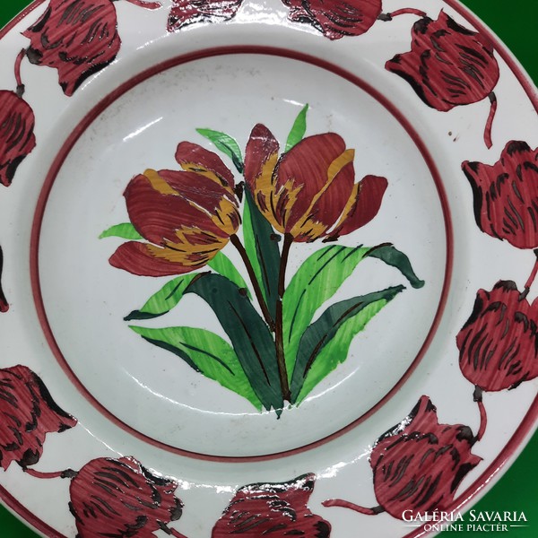 Wilhelmsburgi porcelán tulipános fali tányér