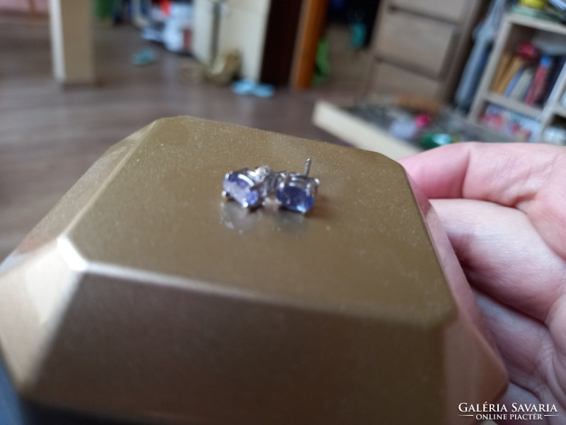 925 sterling silver earrings with genuine tanzanite gemstones