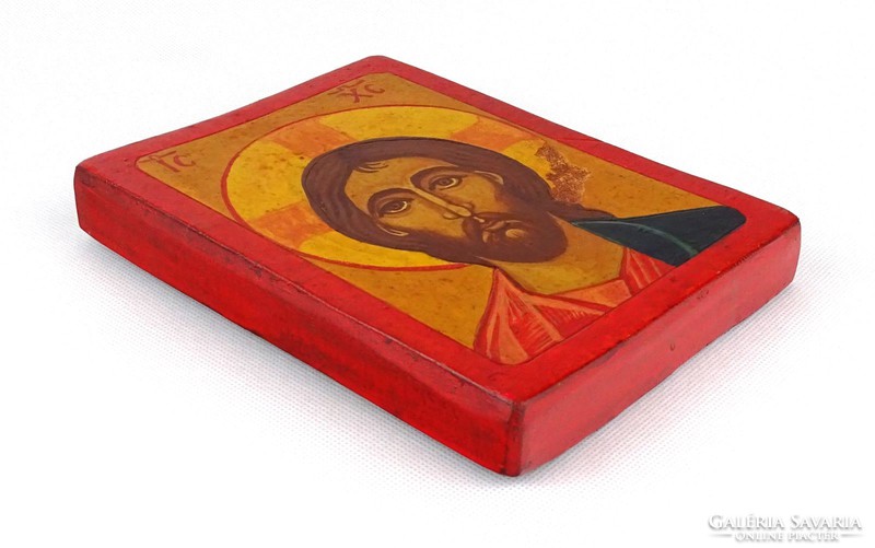 1E376 Jézus ikon másolat fatáblán 18.5 x 13.5 cm
