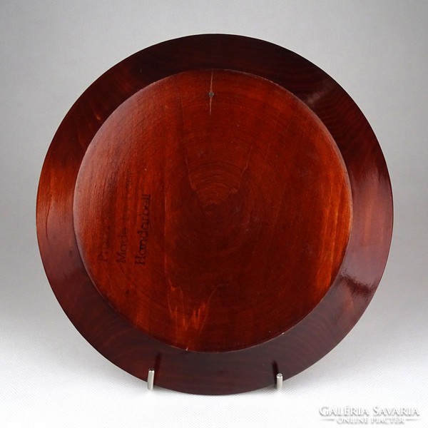 1E394 Vésett festett díszítéses fa tányér falitányér 24 cm